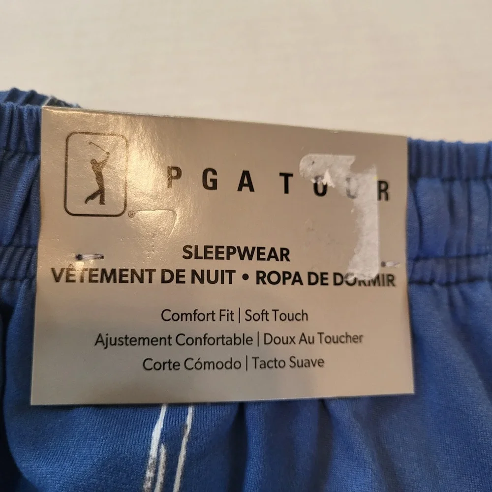 PGA TOUR Mens Golf Club Print Sleepwear Pajama Pants Blue Pockets‎ Soft Touch